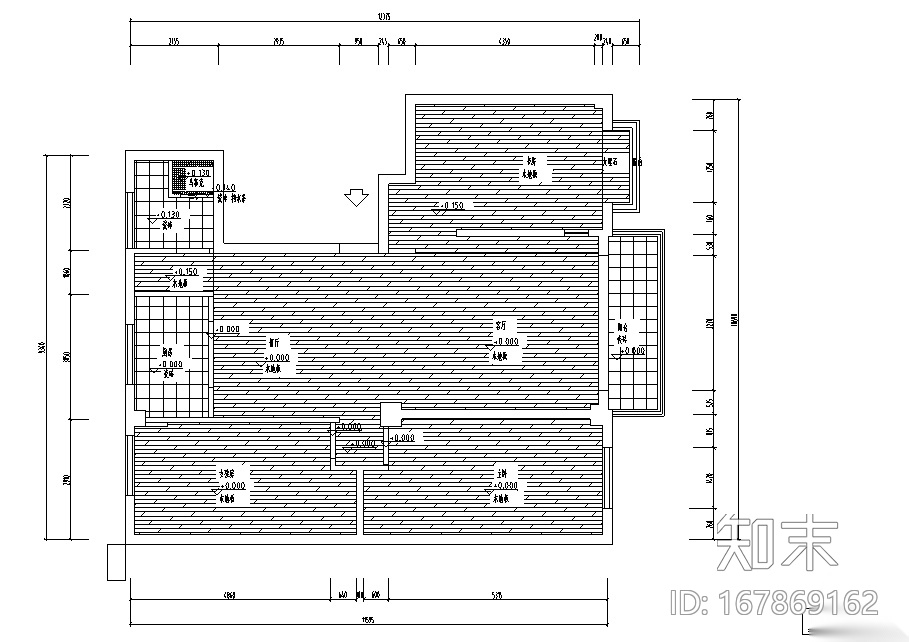 [新疆]三居室住宅设计施工图（附效果图）cad施工图下载【ID:167869162】