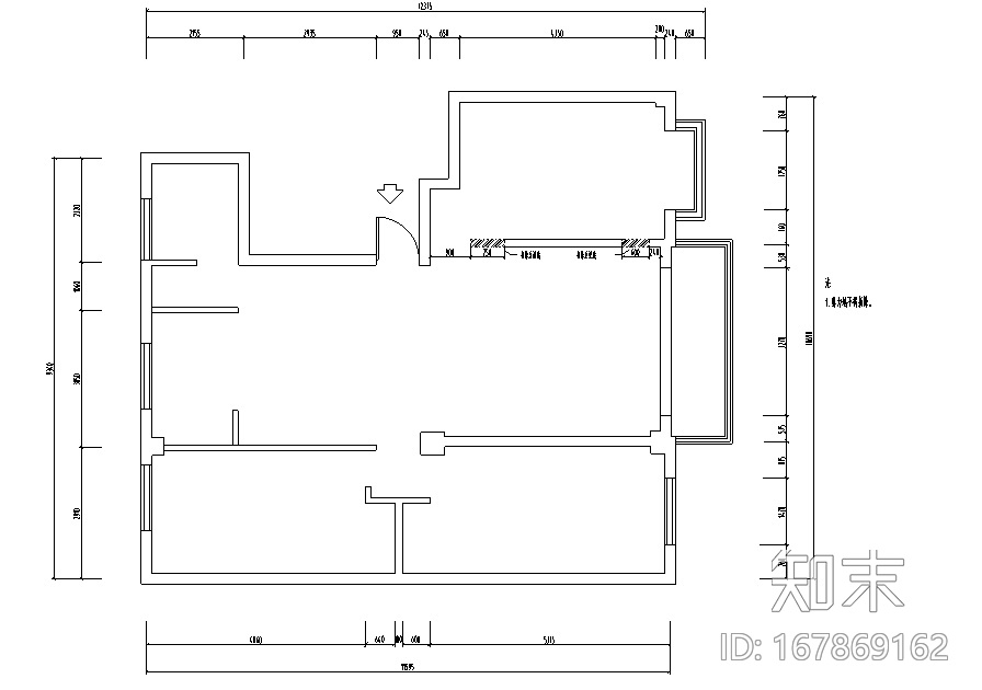 [新疆]三居室住宅设计施工图（附效果图）cad施工图下载【ID:167869162】