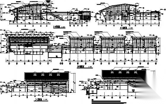 某体育活动中心立面设计cad施工图下载【ID:166068109】