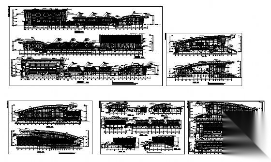 某体育活动中心立面设计cad施工图下载【ID:166068109】