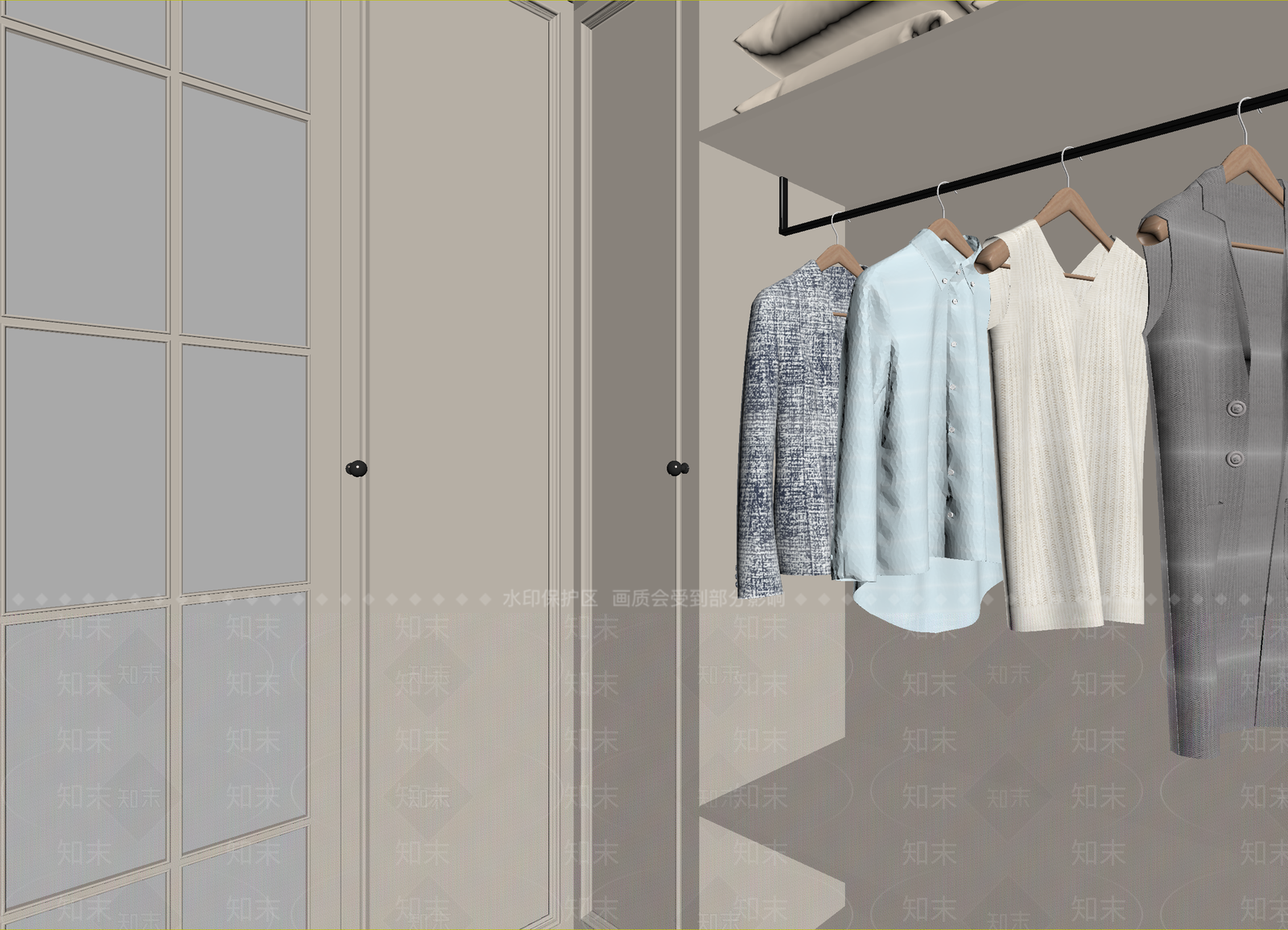 美式衣帽间3D模型下载【ID:1215031044】
