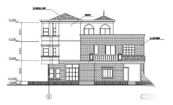 某小型三层别墅建筑方案图2cad施工图下载【ID:149921128】