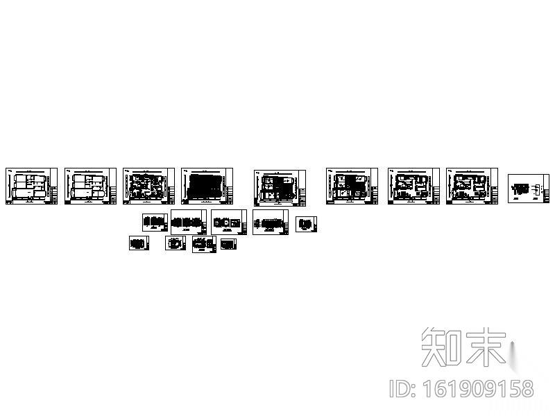 现代三居室内装修图（含效果图）cad施工图下载【ID:161909158】