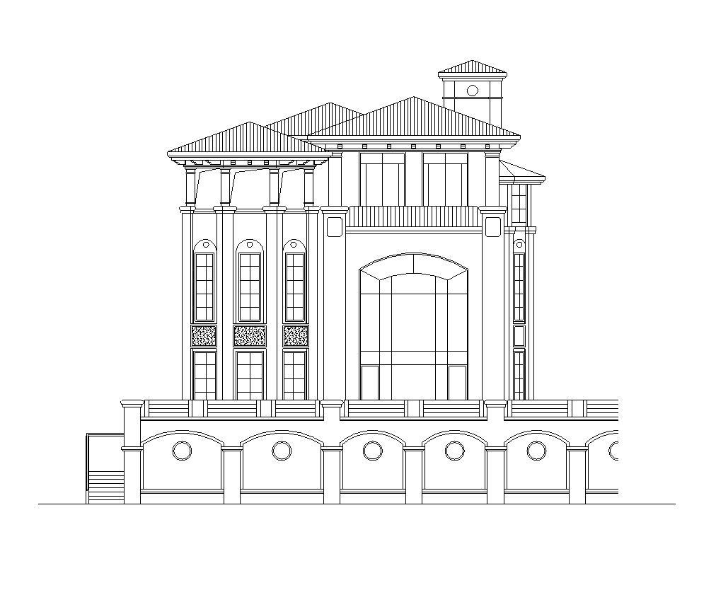 欧陆风格3层独栋别墅建筑施工图施工图下载【ID:149891103】