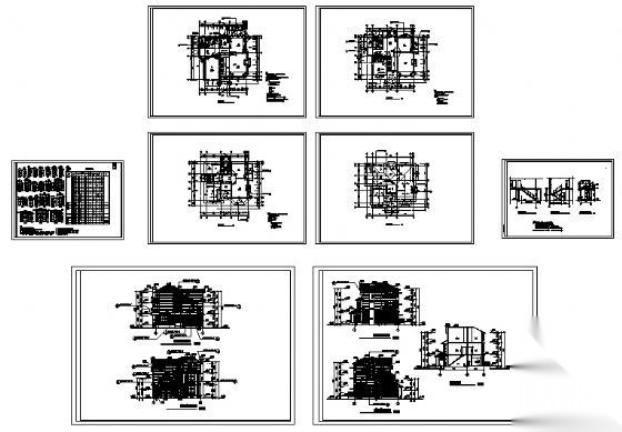 上海某三层小别墅建筑结构方案图cad施工图下载【ID:149923119】