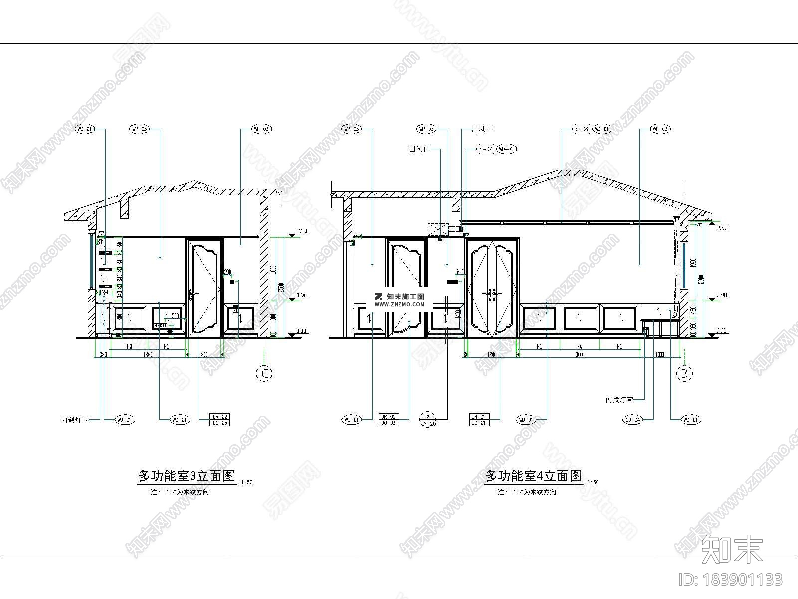 广东意式风格三层别墅施CAD施工图下载cad施工图下载【ID:183901133】