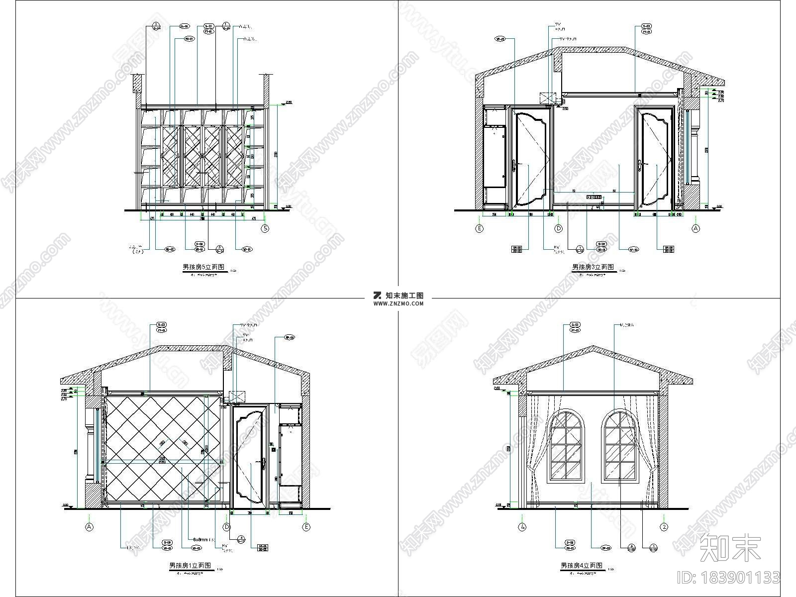 广东意式风格三层别墅施CAD施工图下载cad施工图下载【ID:183901133】