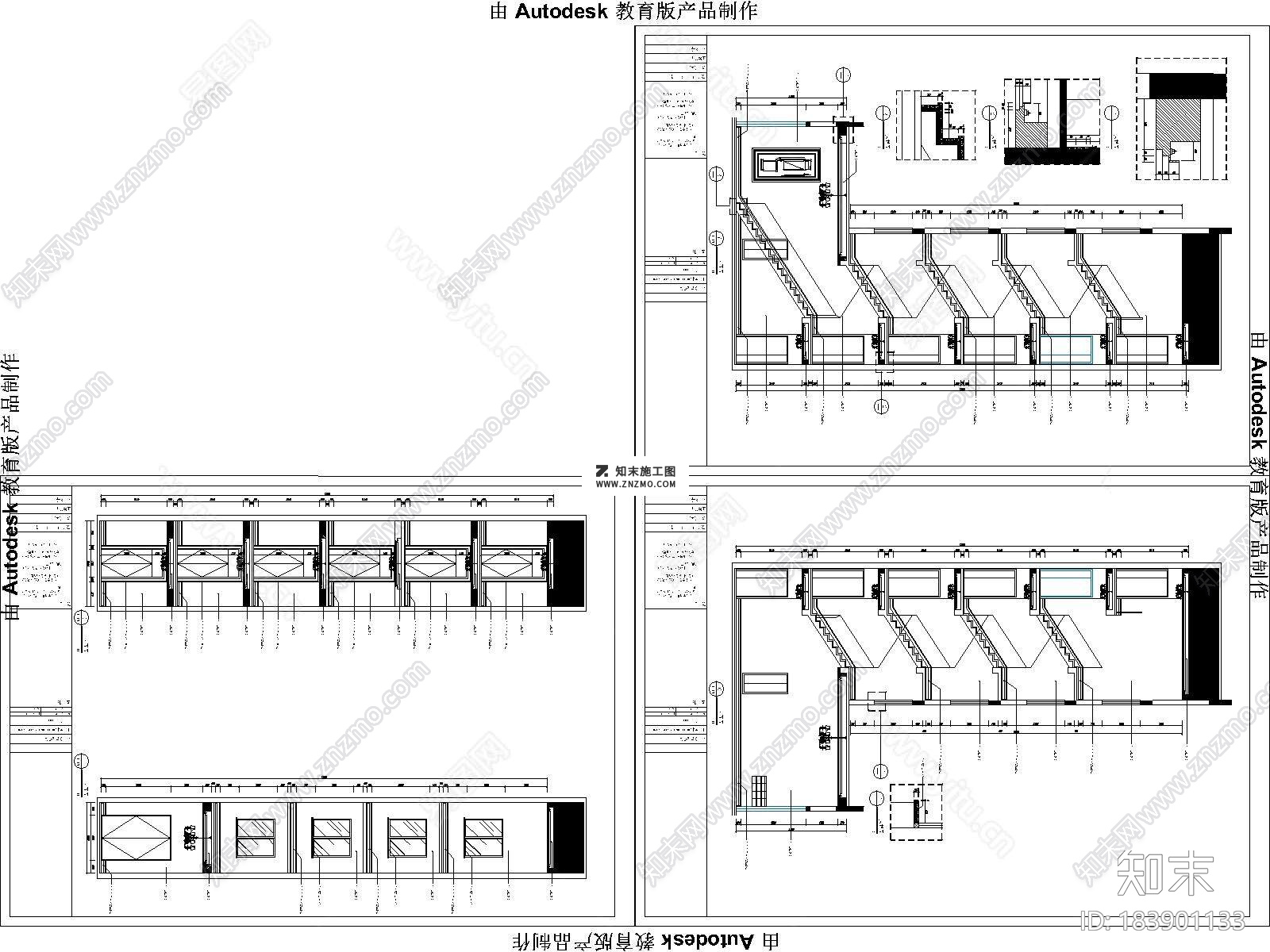 广东意式风格三层别墅施CAD施工图下载cad施工图下载【ID:183901133】