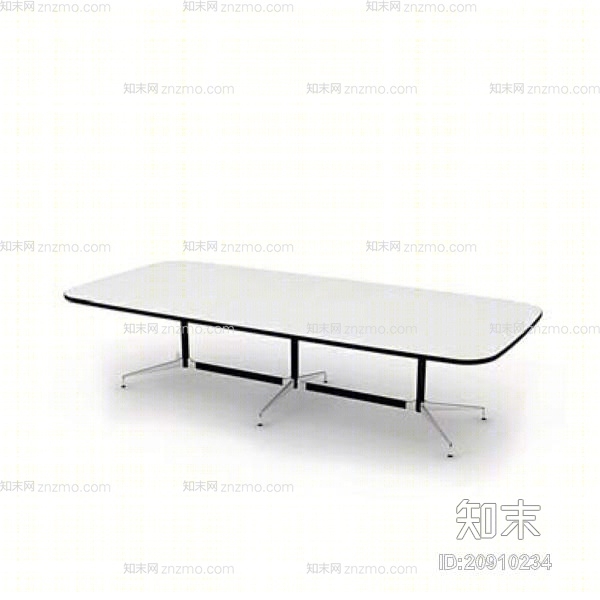 现代白色木艺会议桌3D模型下载【ID:20910234】