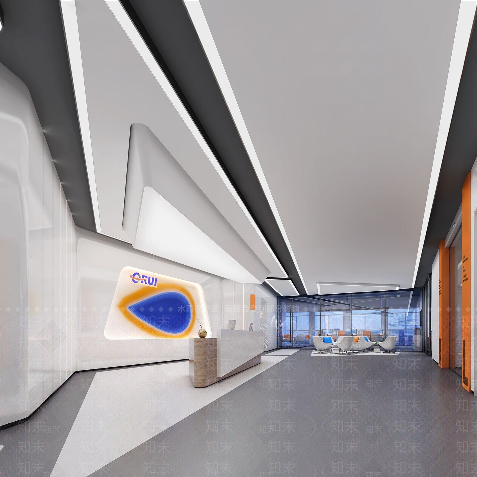 现代办公室前台接待3D模型下载【ID:1106092548】