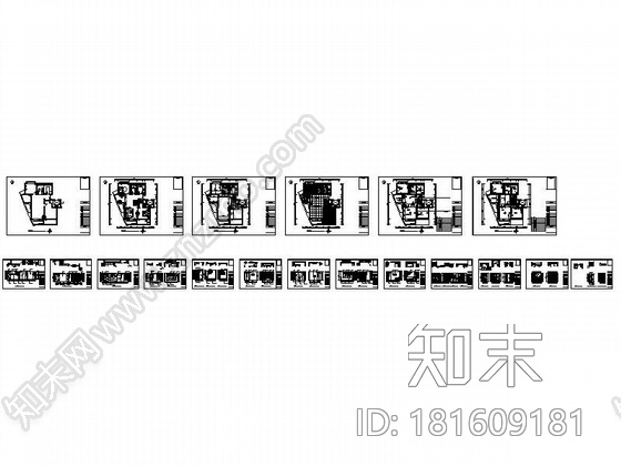 现代风格三室两厅样板房装修图施工图下载【ID:181609181】