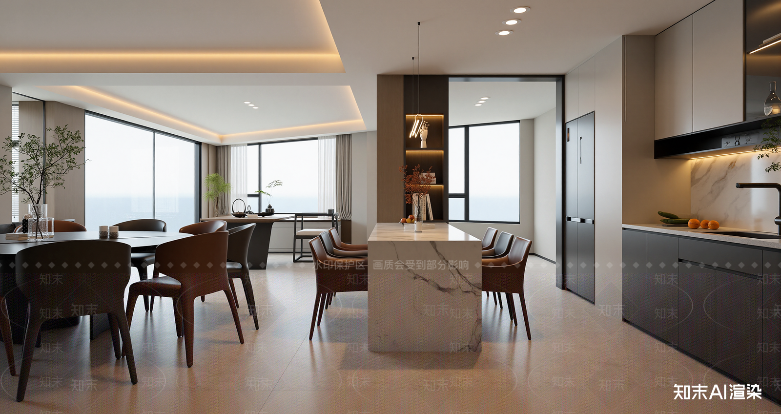 现代客餐厅3D模型下载【ID:1221927636】