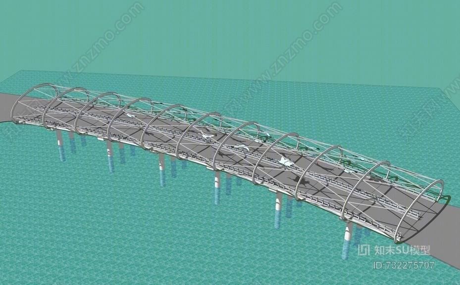 现代景观桥SU模型下载【ID:732275707】