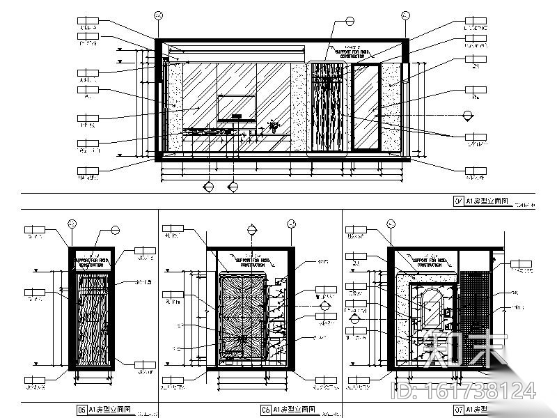 精品酒店A1房型客房设计施工图（含效果图）施工图下载【ID:161738124】