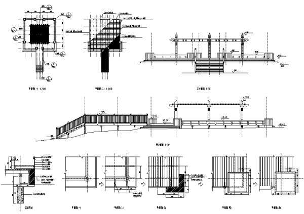 园林景观小品亲水平台、木栈道、景观桥、汀施工图下载【ID:161803103】