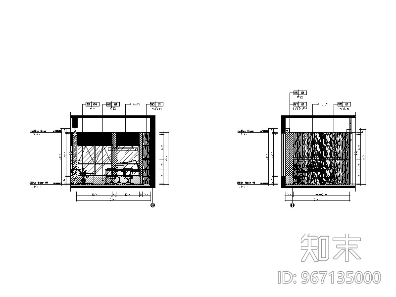 某现代简约办公楼设计CAD施工图（含效果图）施工图下载【ID:967135000】