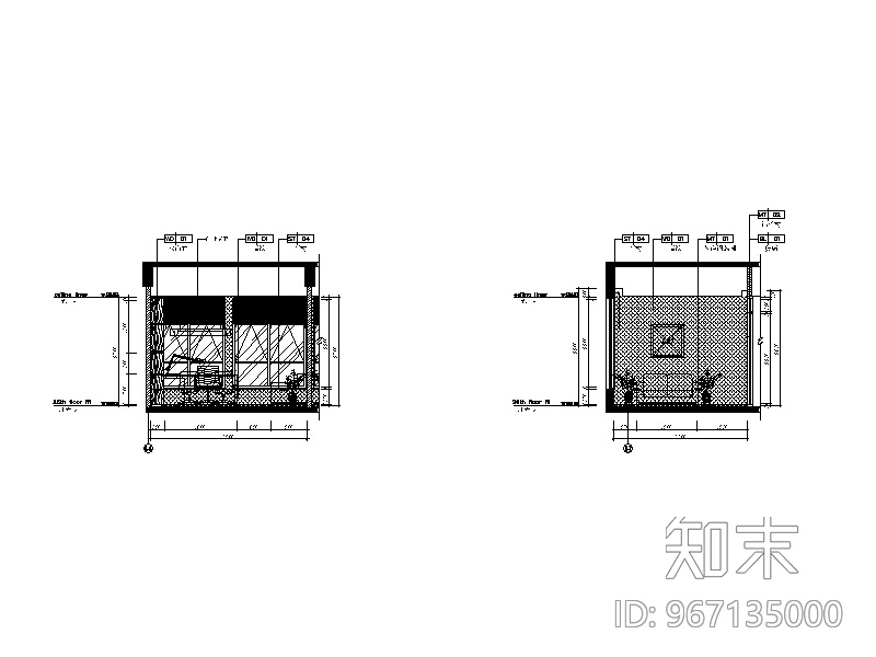 某现代简约办公楼设计CAD施工图（含效果图）施工图下载【ID:967135000】