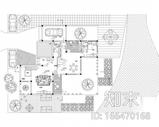 [课程设计]某二层独栋别墅建筑方案图cad施工图下载【ID:166470168】