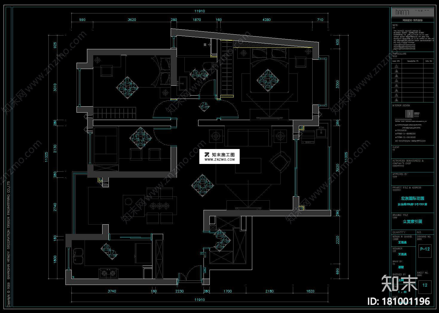 简美宏润国际花园施工图实景图，CAD建筑图纸免费下载施工图下载【ID:181001196】