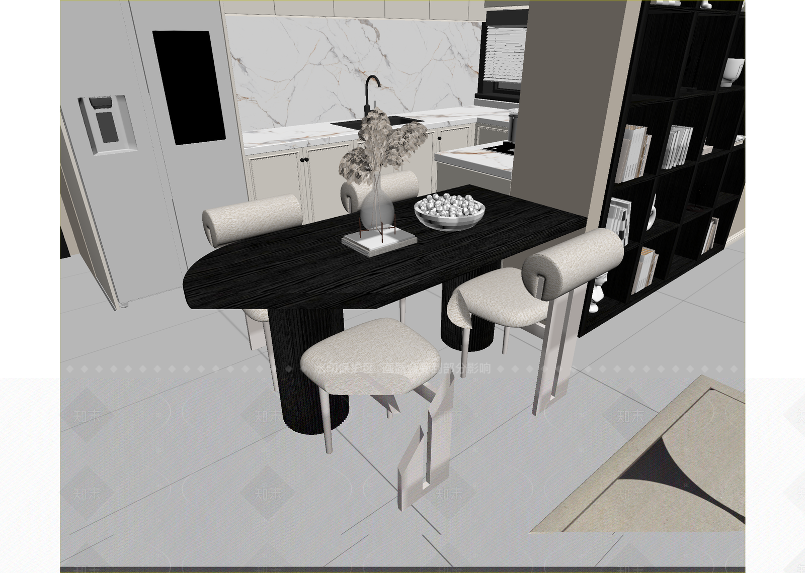 奶油开放式厨房3D模型下载【ID:1214926303】