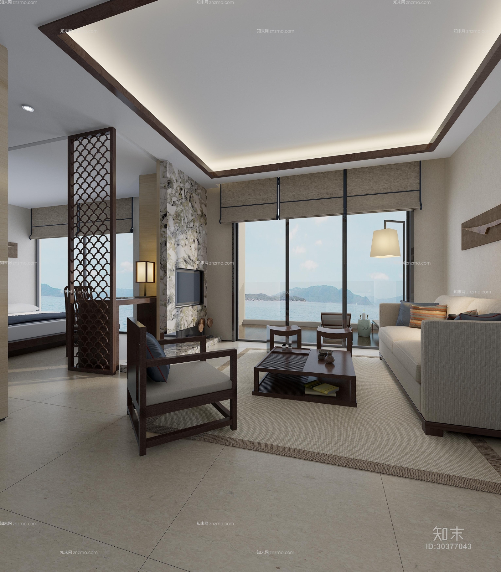 新中式木艺扶手椅3D模型下载【ID:30377043】