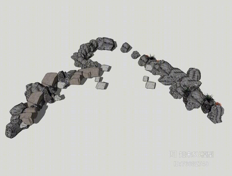 水边石头SU模型下载【ID:76682740】