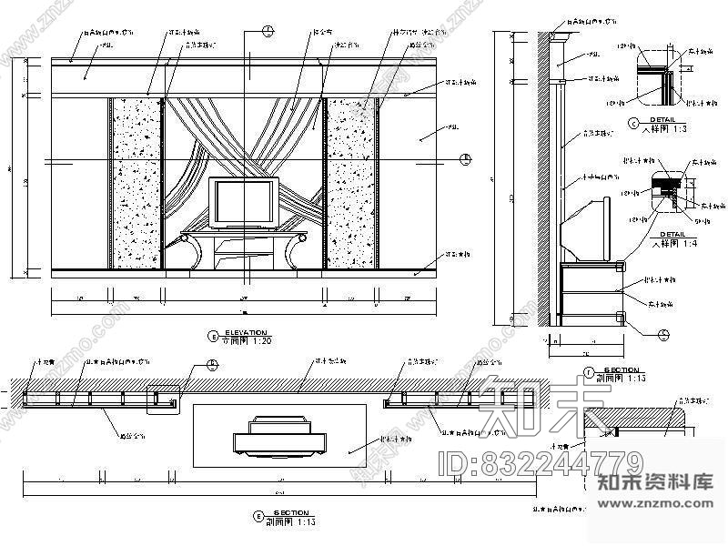 图块/节点KTV包房影视墙详图Ⅰcad施工图下载【ID:832244779】