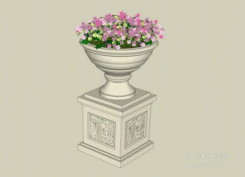 欧式花钵SU模型下载【ID:96574070】