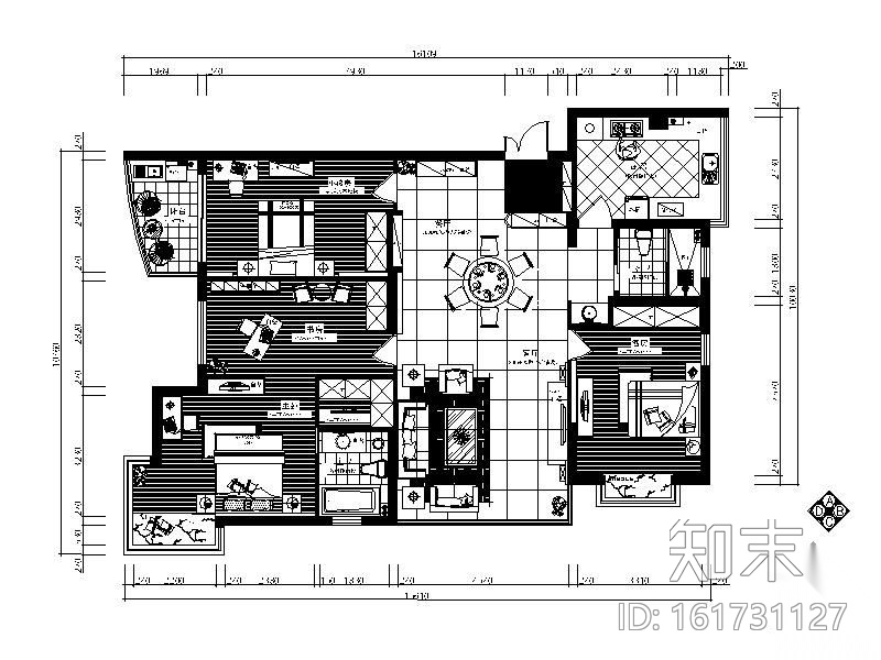 [广东]150㎡三居室雅居施工图(含实景)cad施工图下载【ID:161731127】