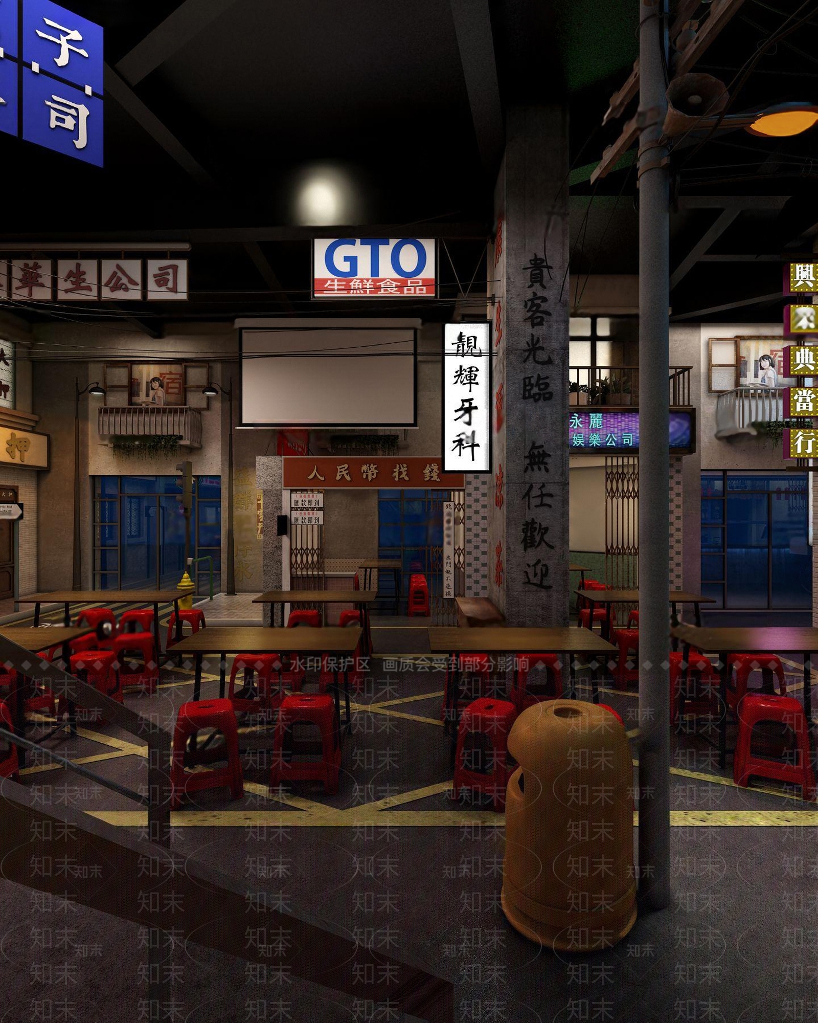 工业风复古港式茶餐厅3D模型下载【ID:1110586941】