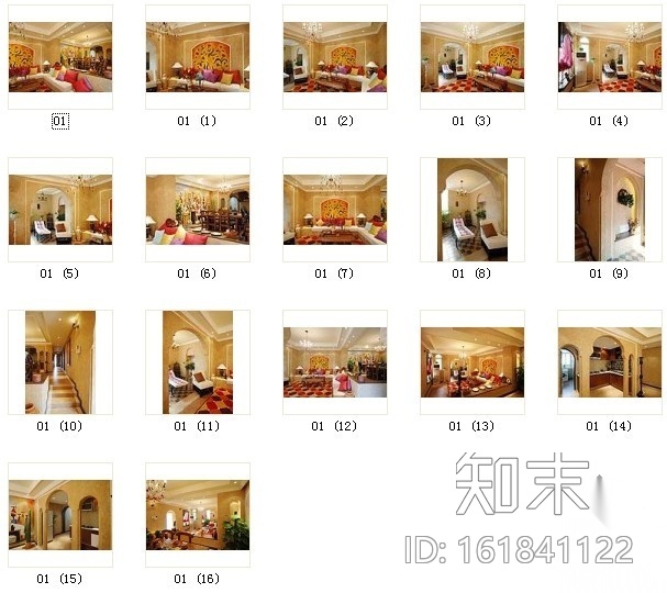 [武汉]异域风情三居室样板房施工图（含实景）cad施工图下载【ID:161841122】