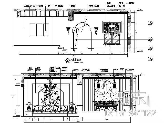 [武汉]异域风情三居室样板房施工图（含实景）cad施工图下载【ID:161841122】