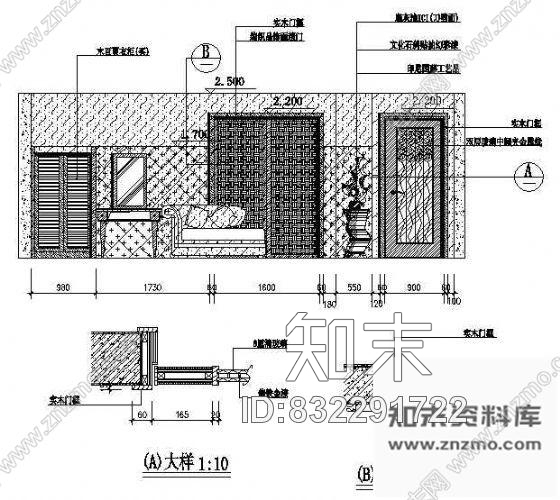 图块/节点装饰墙面cad施工图下载【ID:832291722】