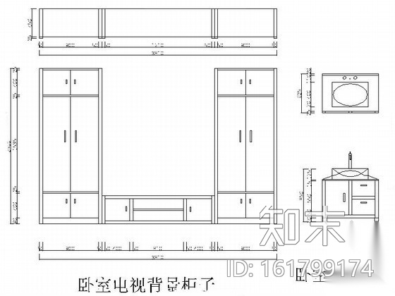 仿古中式三居室家装室内装修图（含效果）施工图下载【ID:161799174】