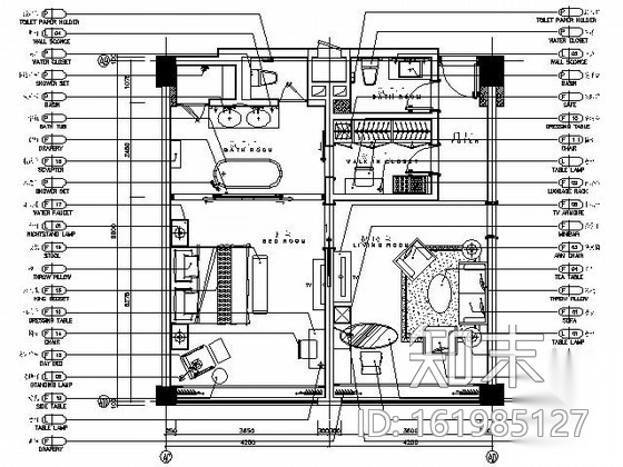 [厦门]某假日大酒店26号客房施工图cad施工图下载【ID:161985127】