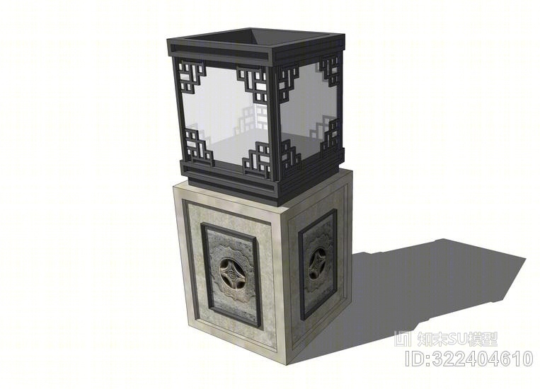 中式景观灯柱SU模型下载【ID:322404610】