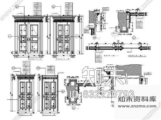 图块/节点欧式门套详图cad施工图下载【ID:832270793】