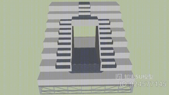 体育场入口楼梯钢模块SU模型下载【ID:924577145】