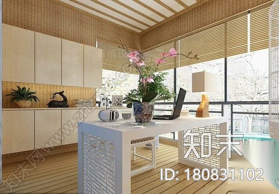 高档新中式五居室样板房装修图（含效果）cad施工图下载【ID:180831102】