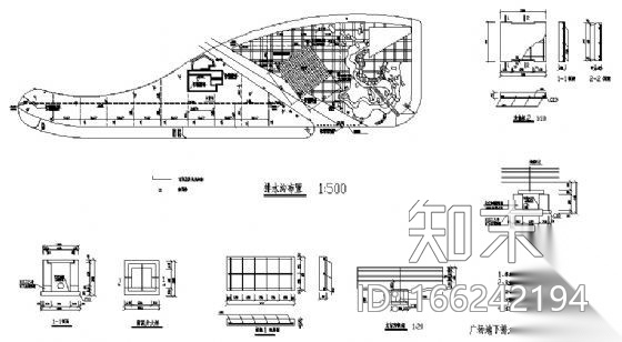 广场地下排水盲沟布置图cad施工图下载【ID:166242194】