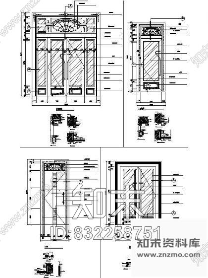 图块/节点装饰门详图cad施工图下载【ID:832258751】