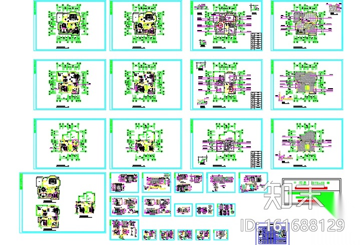 某别墅装修全套施工图cad施工图下载【ID:161688129】