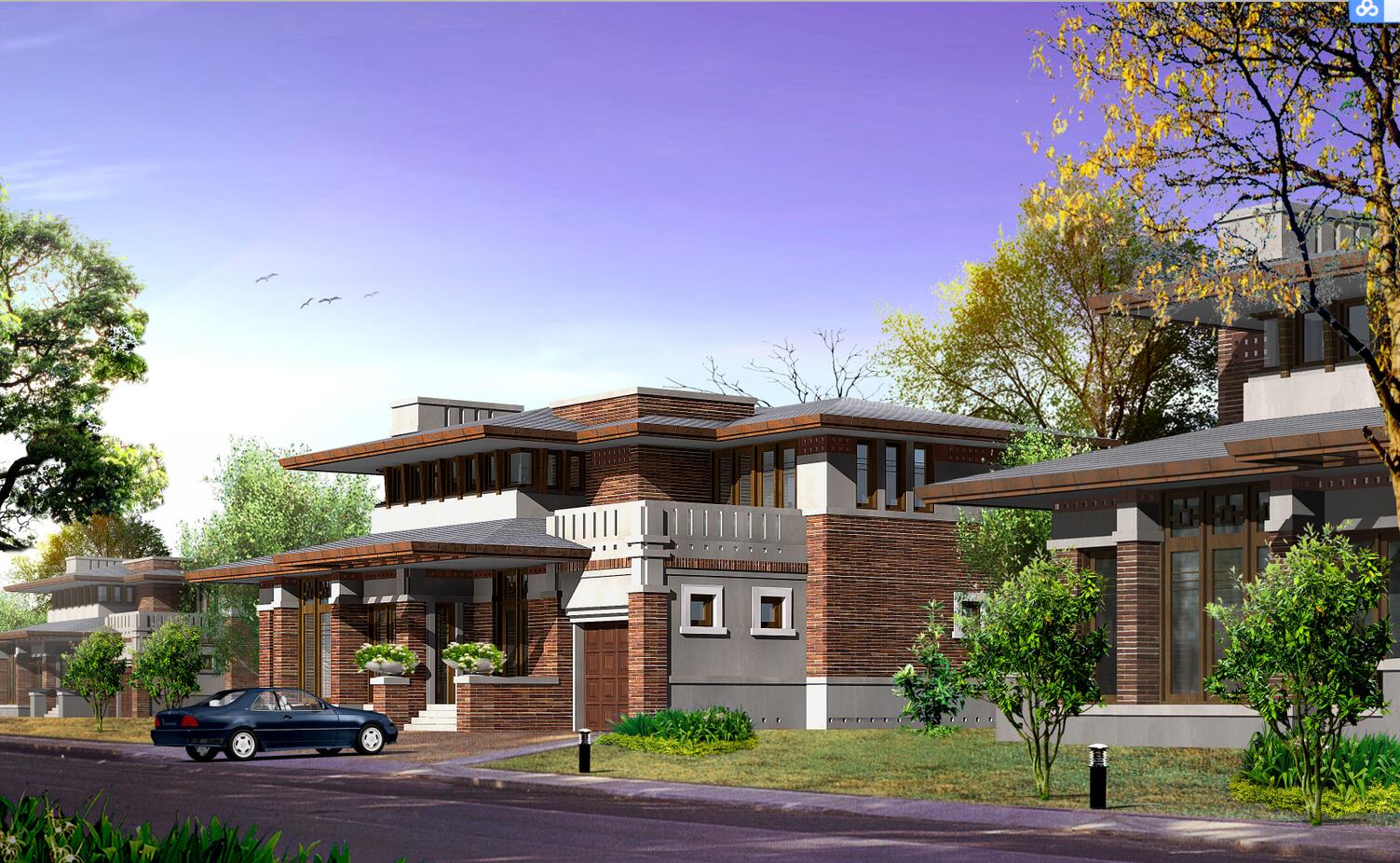 [北京]某三层流水别墅建筑施工图(含效果图))施工图下载【ID:167056195】