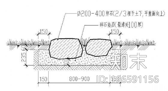 卵石(毛石)休闲步道做法cad施工图下载【ID:166591156】