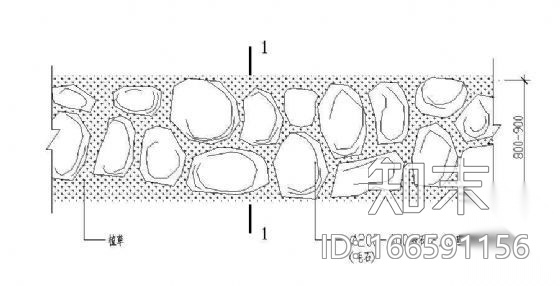 卵石(毛石)休闲步道做法cad施工图下载【ID:166591156】