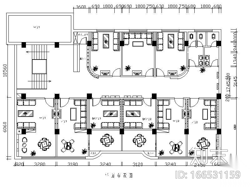 咖啡厅平面图Ⅰcad施工图下载【ID:166531159】