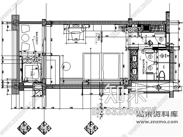 施工图豪华五星酒店标准客房装修图cad施工图下载【ID:532056675】