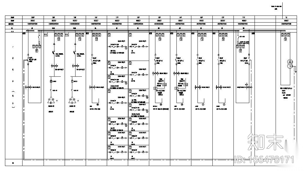 某工程低压开关柜、应急配电柜系统图cad施工图下载【ID:166478171】