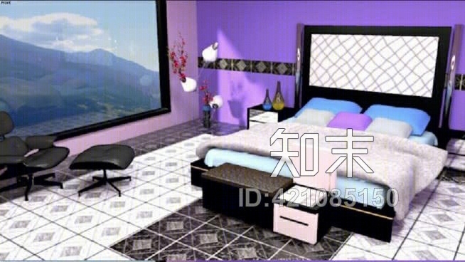 紫色卧室SU模型下载【ID:421085150】