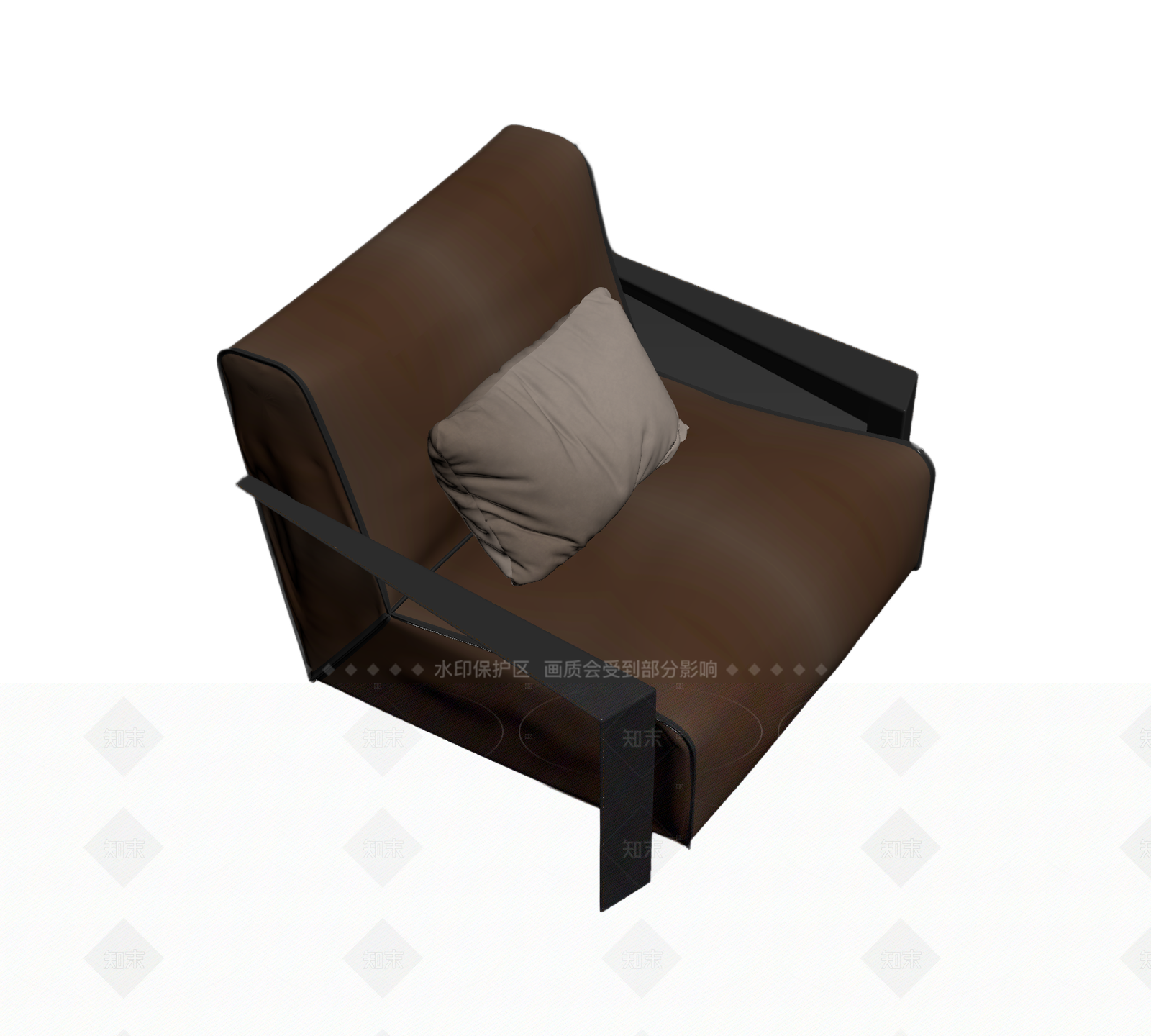 棕色皮质单人沙发3D模型下载【ID:1206195178】